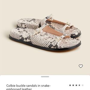 J.Crew Colbie Snake-Embossed Buckle Sandals